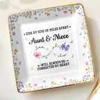 Side By Side Or Miles Apart, Aunt & Niece Connected By Heart, Flowers and Butterflies