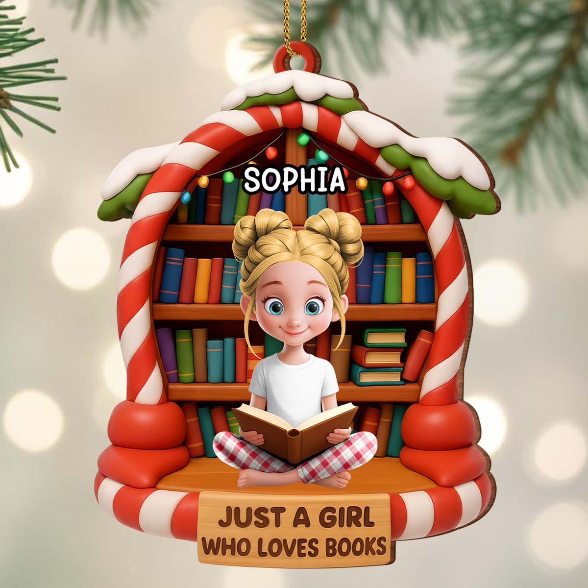 Just a Girl Who Loves Books, Personalized Ornament
