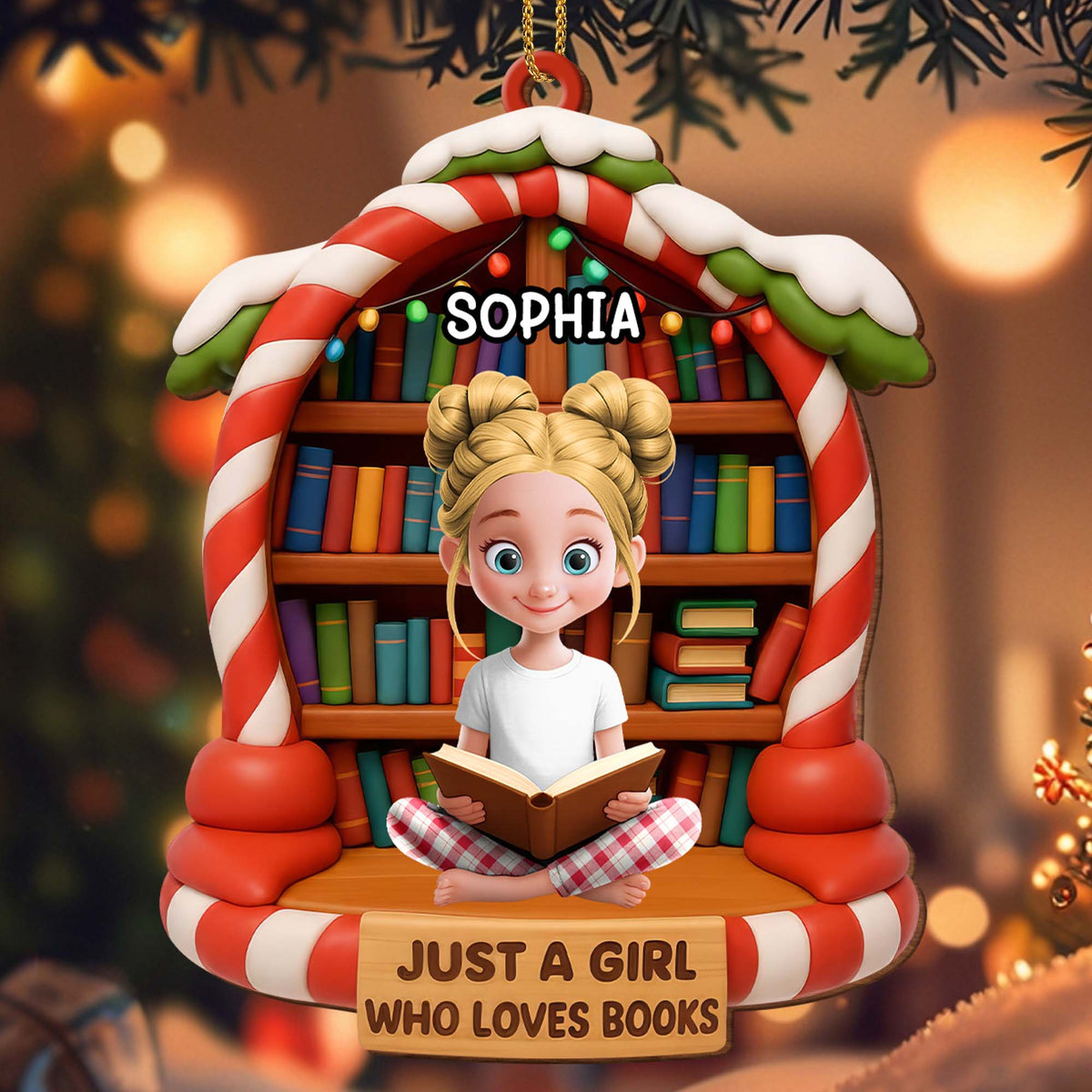 Just a Girl Who Loves Books, Personalized Ornament