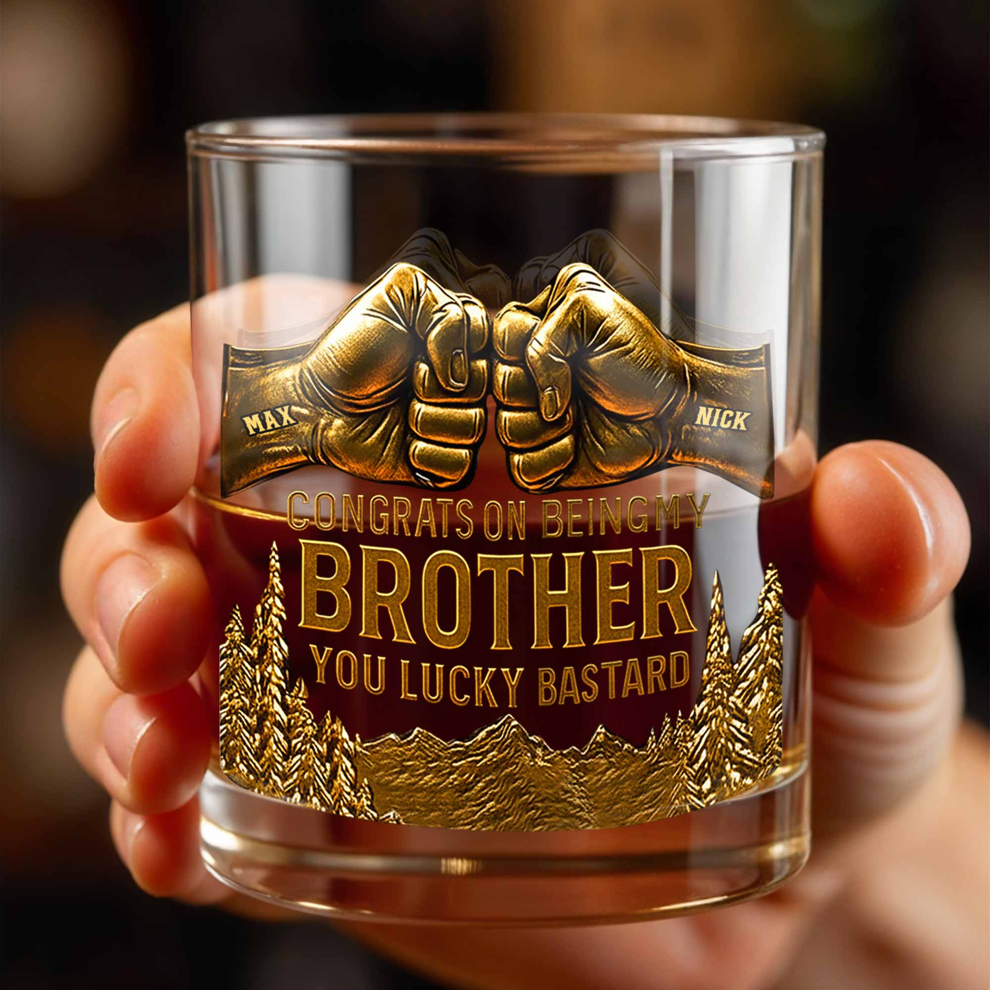 Congrats On Being My Brother, Fist Bump And Mountains Design