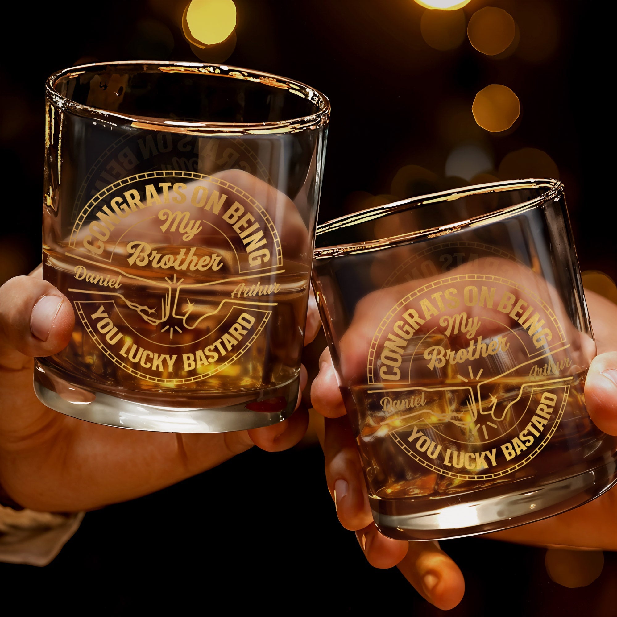 Congrats On Being My Brother You Lucky Bastard Glass - Personalized Custom Whiskey Glass - BST144_RWG