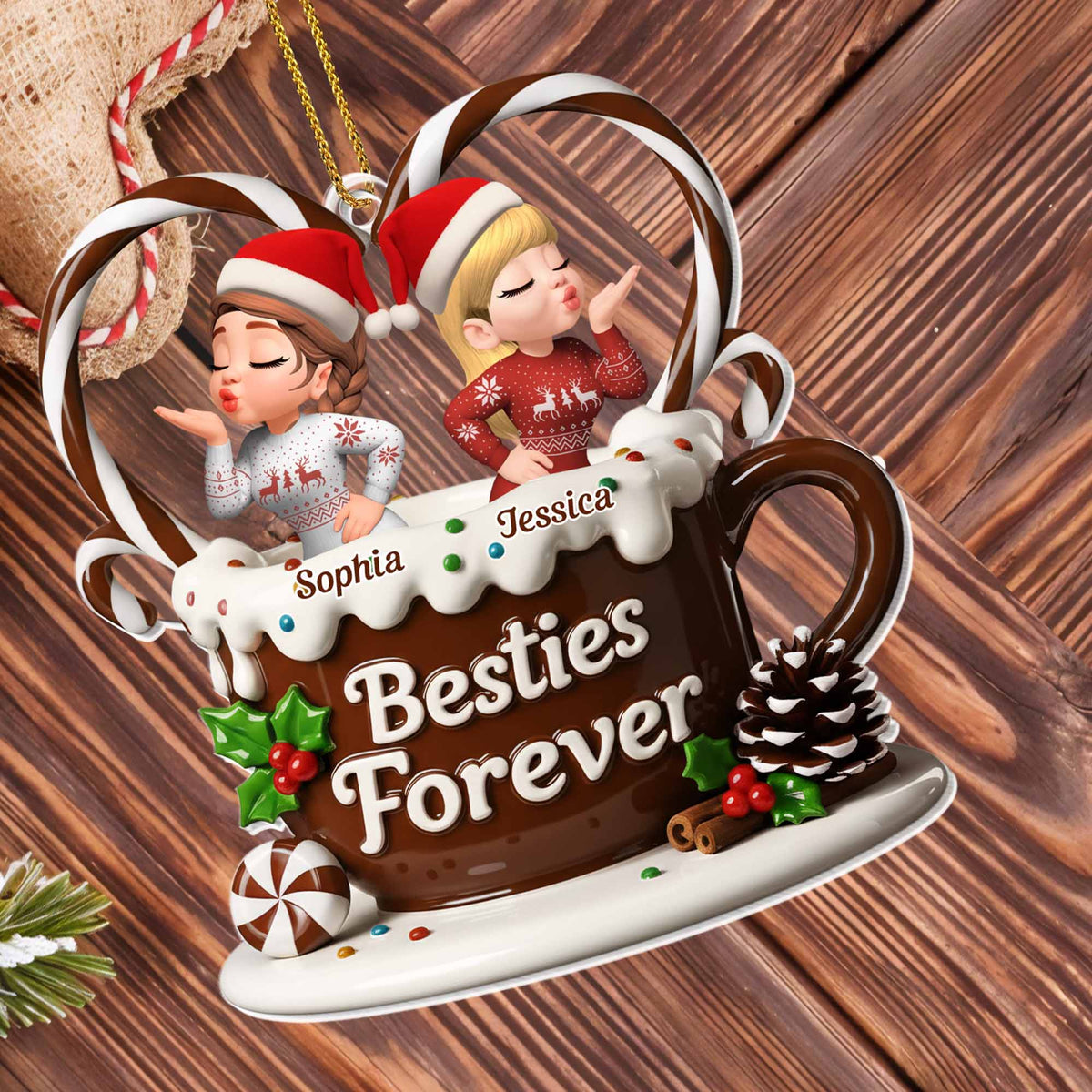 Besties Forever, Friends Celebrating with a Hot Chocolate Mug