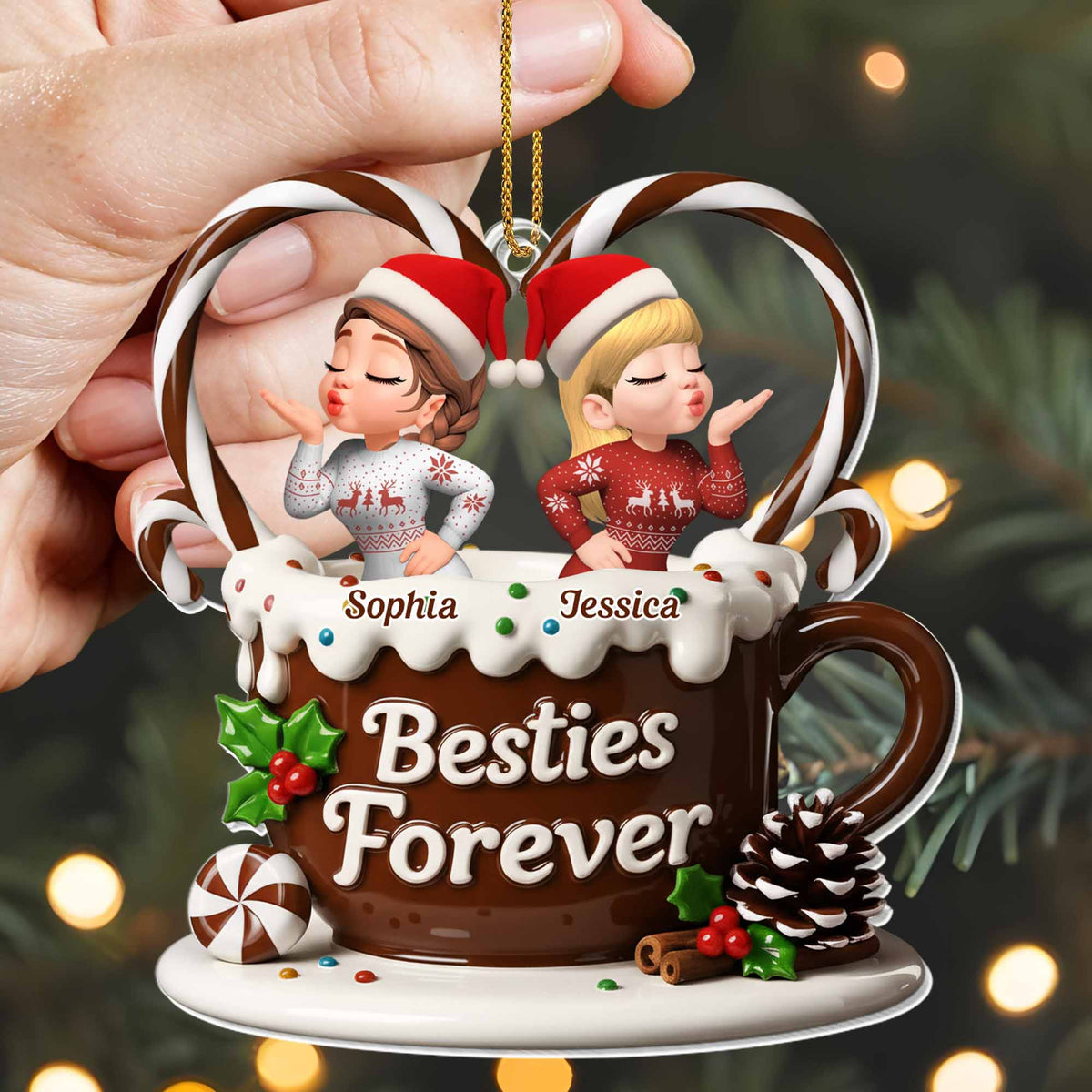 Besties Forever, Friends Celebrating with a Hot Chocolate Mug
