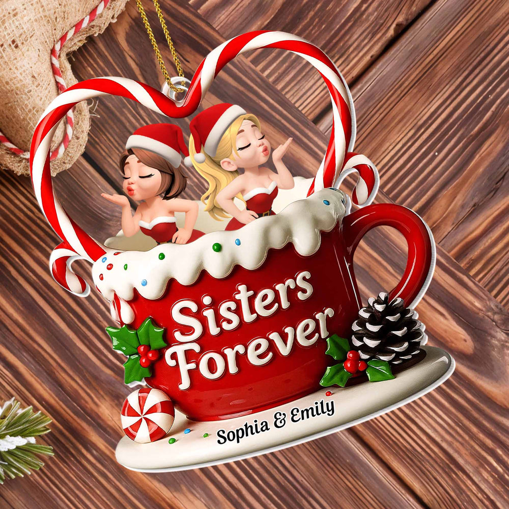 Sisters Forever Santa Hats And Candy Cane