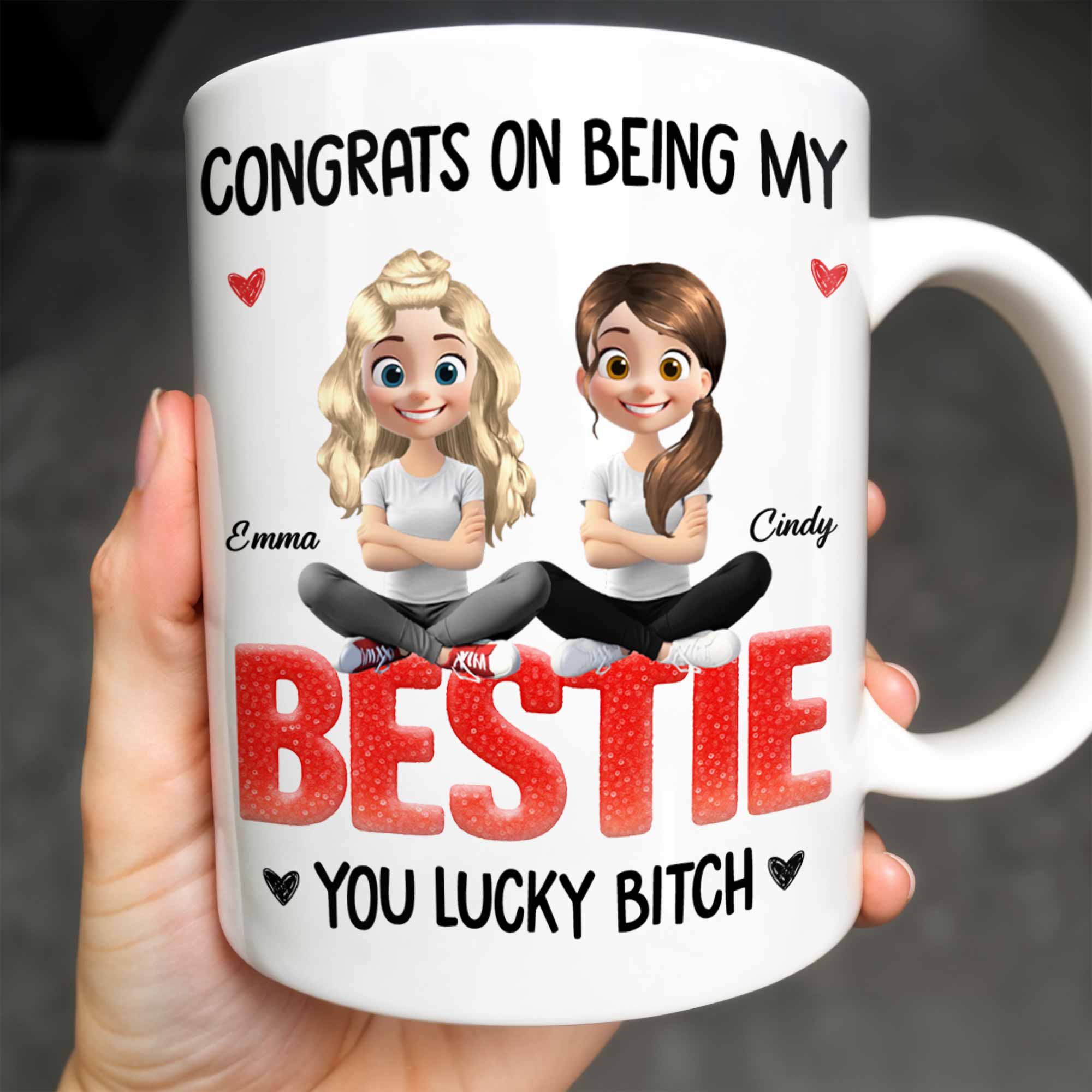 Congrats On Being My Bestie, Two Animated Girls Design