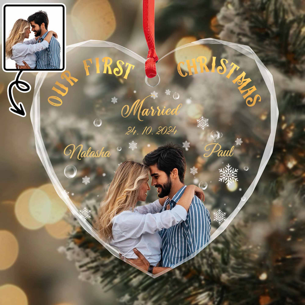 Our First Christmas Married Heart Ornament