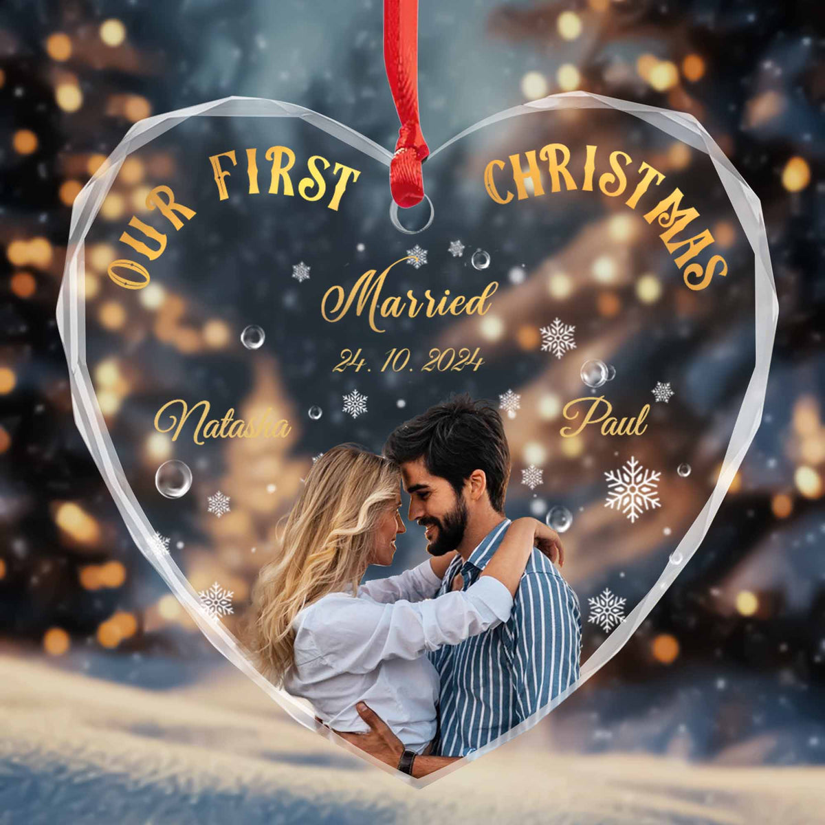 Our First Christmas Married Heart Ornament