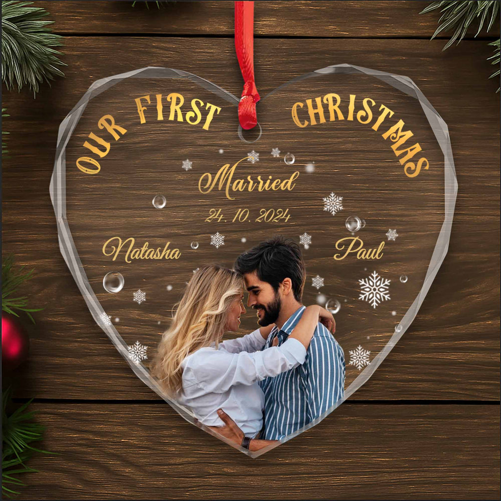 Our First Christmas Married Heart Ornament