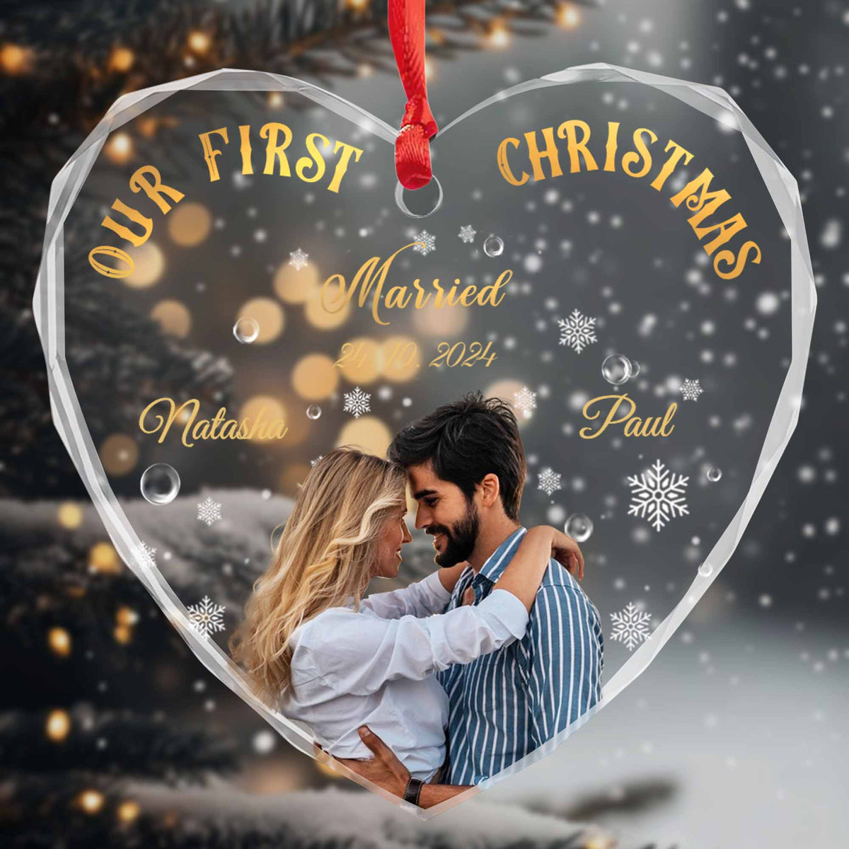 Our First Christmas Married Heart Ornament