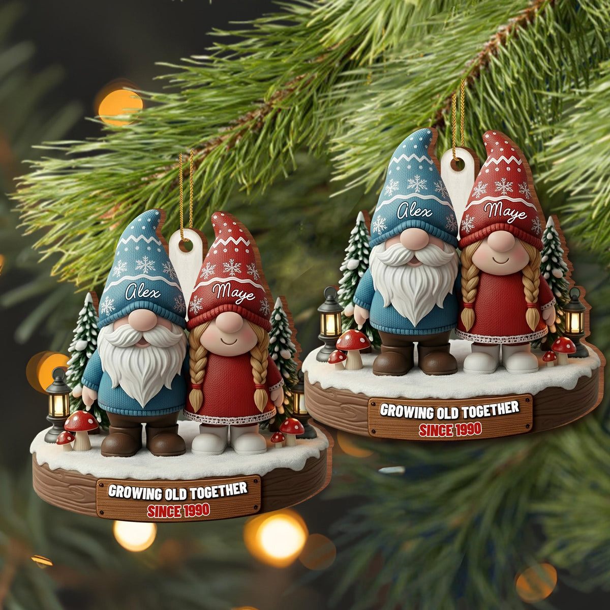 Growing Old Together, Custom Couple Gnomes