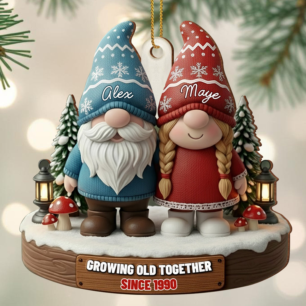 Growing Old Together, Custom Couple Gnomes