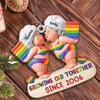 Growing Old Together, Elderly Couple With Rainbow Colors