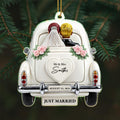 Just Married Newlyweds In Wedding Car