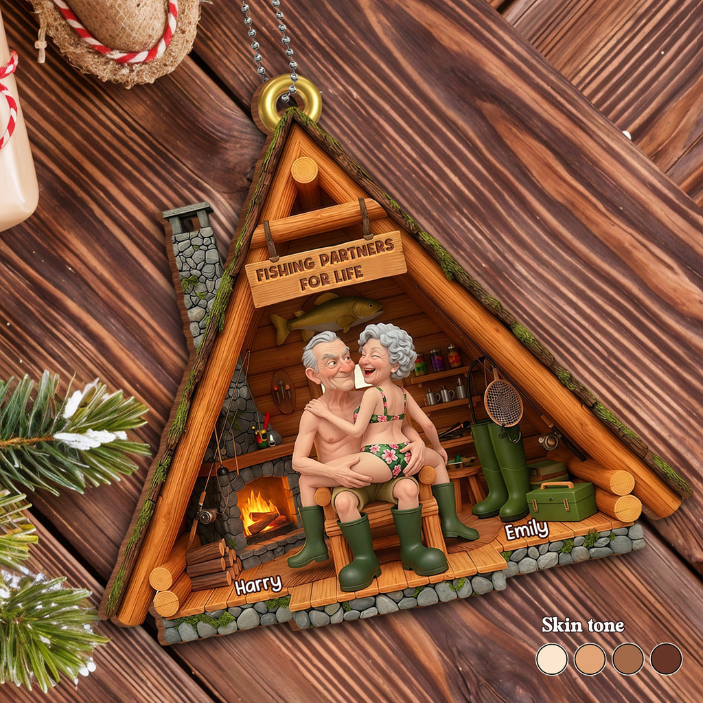 Fishing Partners For Life Cabin Ornament