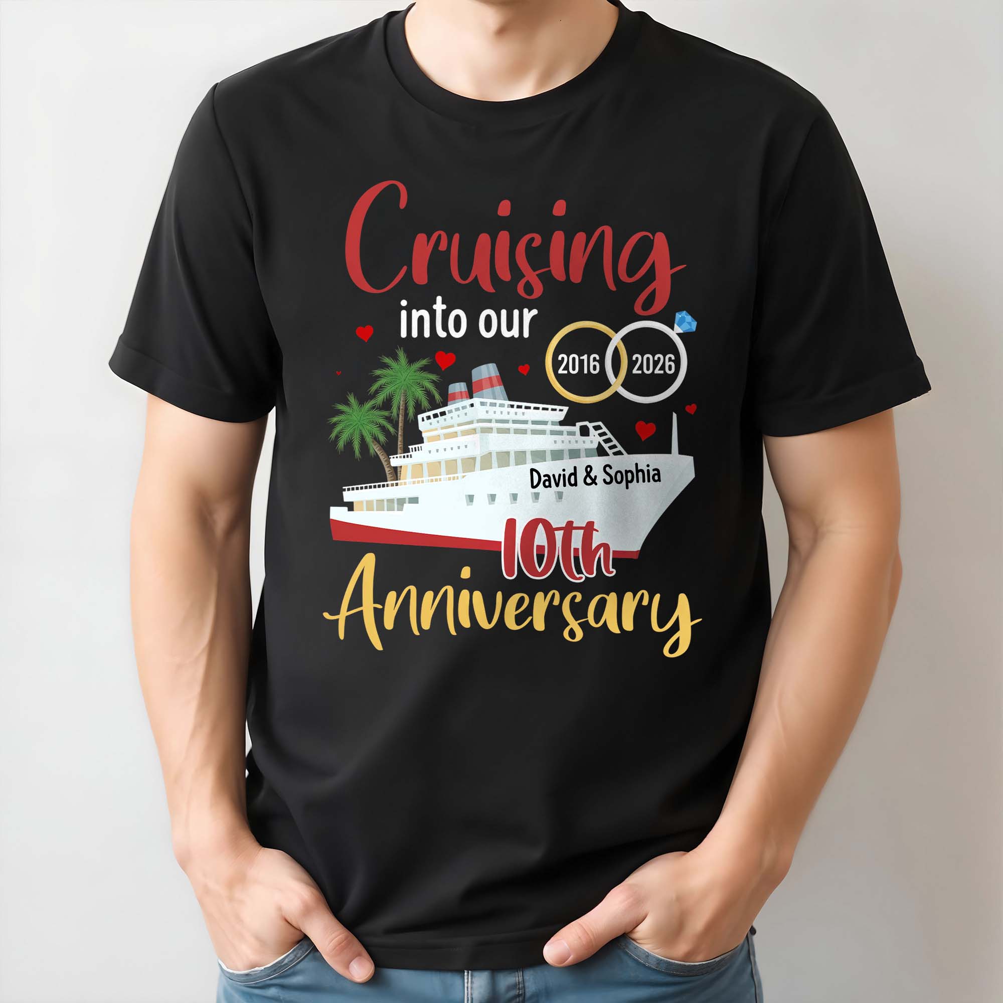 Cruising Into Our 40th Anniversary With Cruise Ship And Palm Trees
