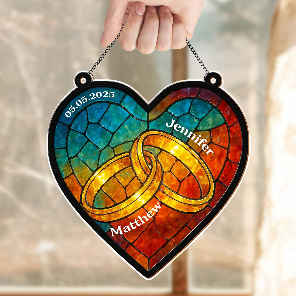 Celebrate Your Special Bond With Interlocked Rings Suncatcher