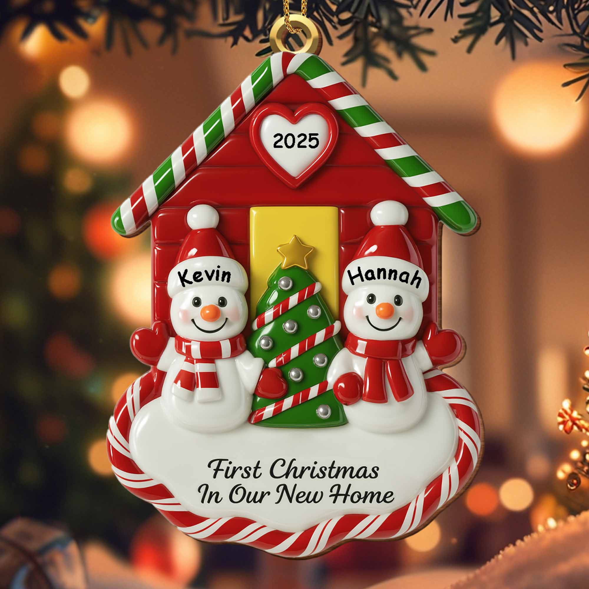 First Christmas In Our New Home With Snowmen And Christmas Tree