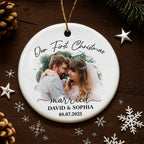 Our First Christmas Married, Wedding Couple - Personalized Custom Ceramic Ornament With Round Shape - CPL540_RCE