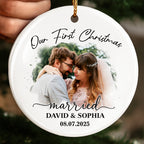 Our First Christmas Married, Wedding Couple - Personalized Custom Ceramic Ornament With Round Shape - CPL540_RCE