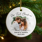 Our First Christmas Married, Wedding Couple - Personalized Custom Ceramic Ornament With Round Shape - CPL540_RCE