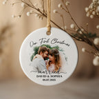 Our First Christmas Married, Wedding Couple - Personalized Custom Ceramic Ornament With Round Shape - CPL540_RCE