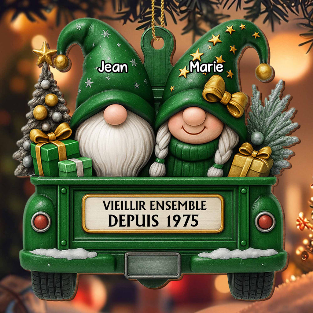Growing Old Together Since, Gnomes In Festive Truck