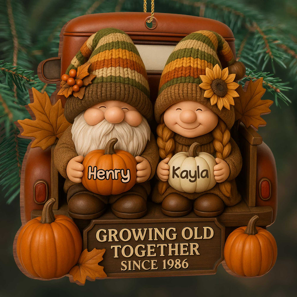 Growing Old Together With Gnomes And Autumn Leaves