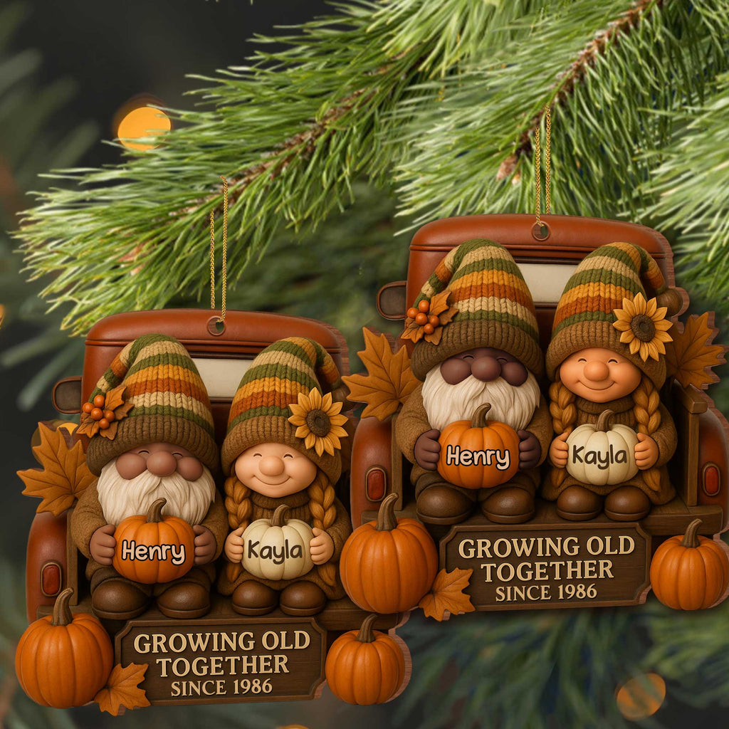 Growing Old Together With Gnomes And Autumn Leaves