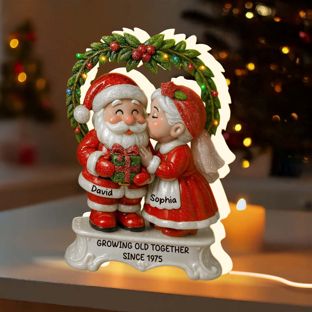 Growing Old Together Santa and Mrs. Claus Under Mistletoe