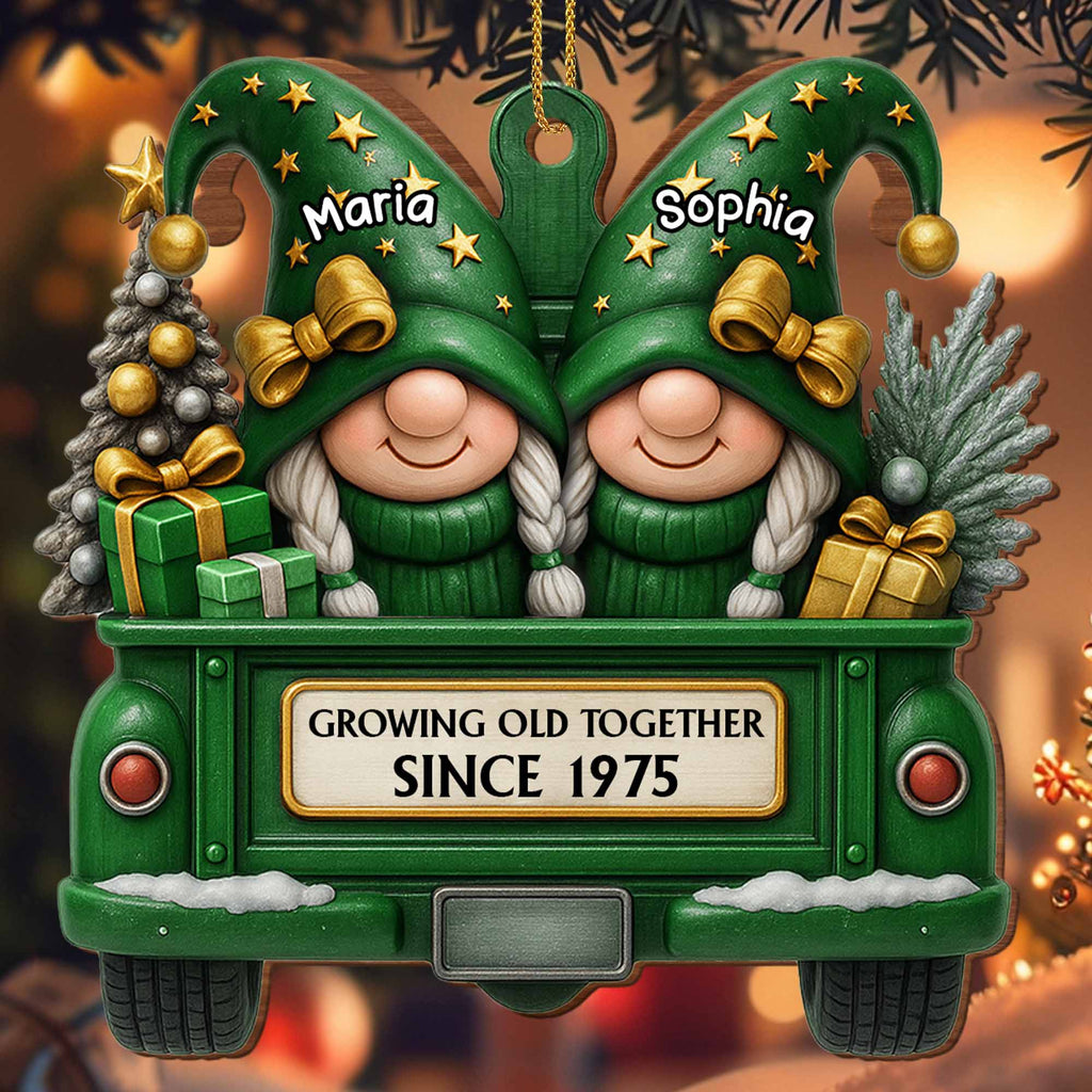 Growing Old Together, Gnomes Truck Christmas Ornament