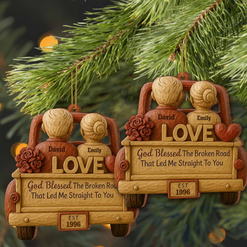 God Blessed The Broken Road, Car And Hearts Design