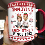 Annoying Each Other Since 1989, Christmas Elves and Snowflakes Mug