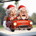 Growing Old Together With Santa And Vintage Car