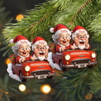 Growing Old Together With Santa Claus In Vintage Car