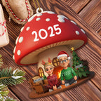 Customizable Christmas Mushroom Ornament With Tree And Presents