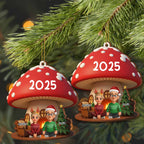 Customizable Christmas Mushroom Ornament With Tree And Presents