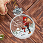 Our First Christmas Married, Couple And Snow Design