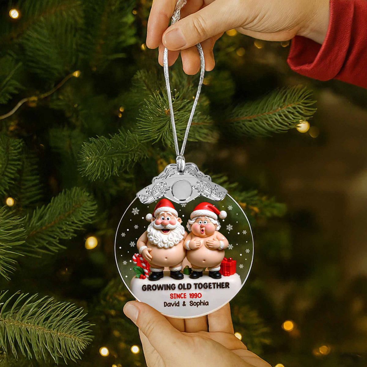 Growing Old Together With Santa Claus And Christmas Gifts