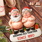 Growing Old Together Santa Claus Christmas Ornament - Personalized Double Layer Wood Ornament - CPL798_DWO