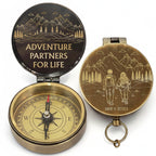 Adventure Partners For Life Mountains And Hiking Couple Engraved Brass Compass - Personalized Engraved Brass Compass - CPL839_ECPASS