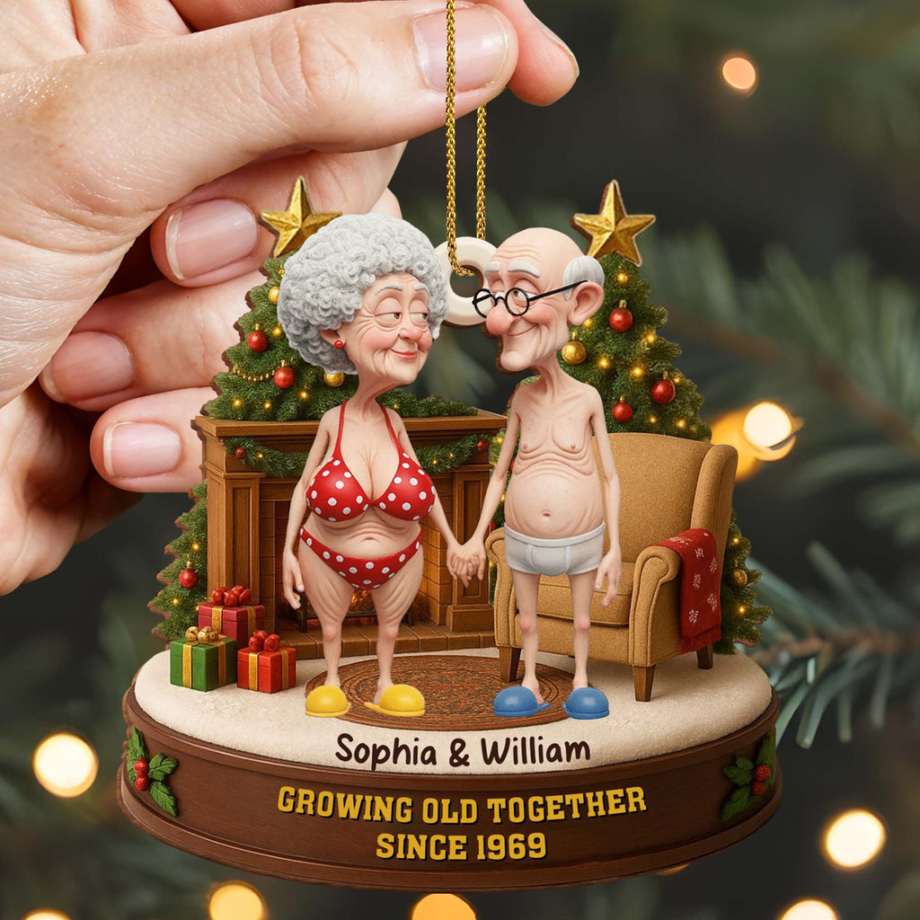 Growing Old Together, Elderly Couple Ornament