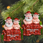 Growing Old Together Since, Elderly Couple In Beach Attire - Personalized Custom Wood Ornament, Custom Shaped - CPL860_WDO