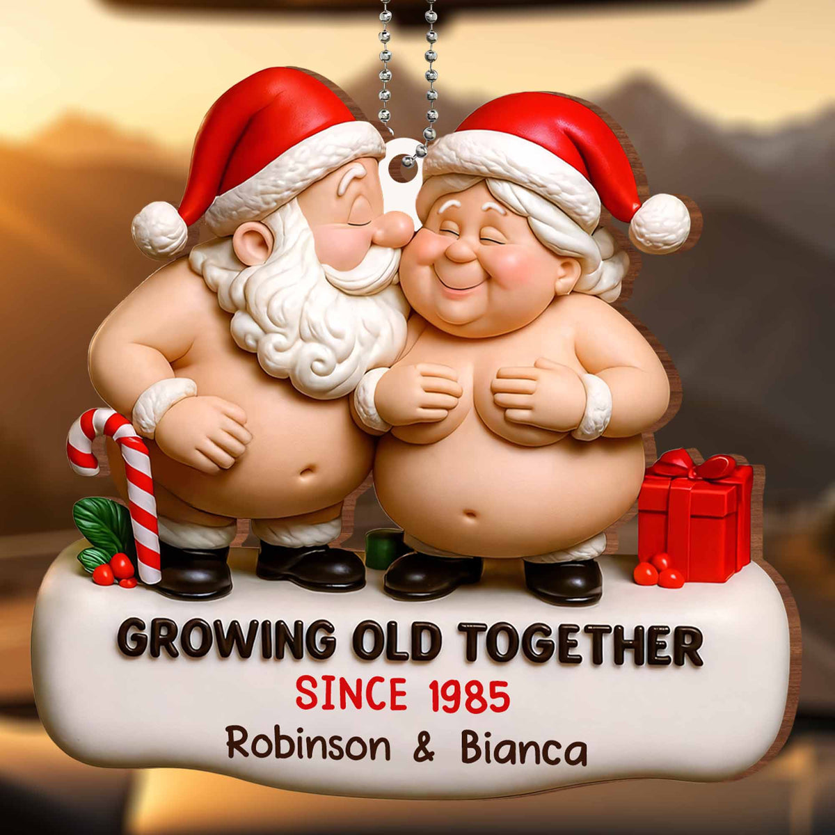 Growing Old Together Santa Claus Figures Christmas Ornament