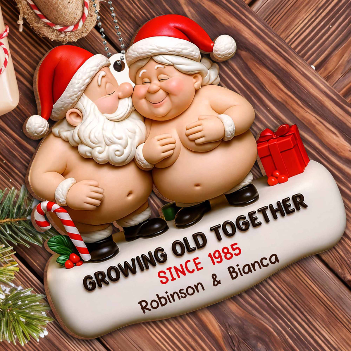 Growing Old Together Santa Claus Figures Christmas Ornament