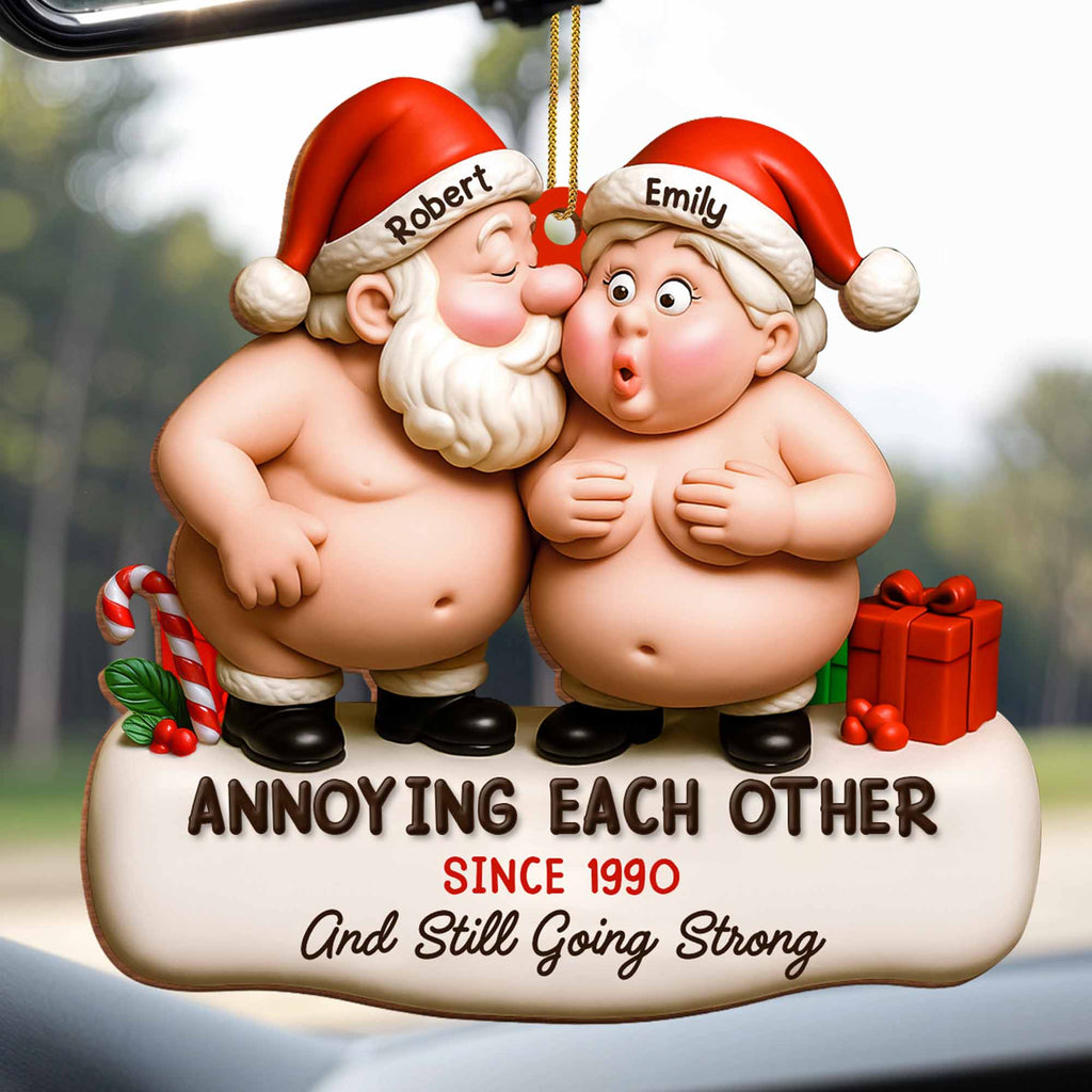 Annoying Each Other, Santa Hats And Gift Box
