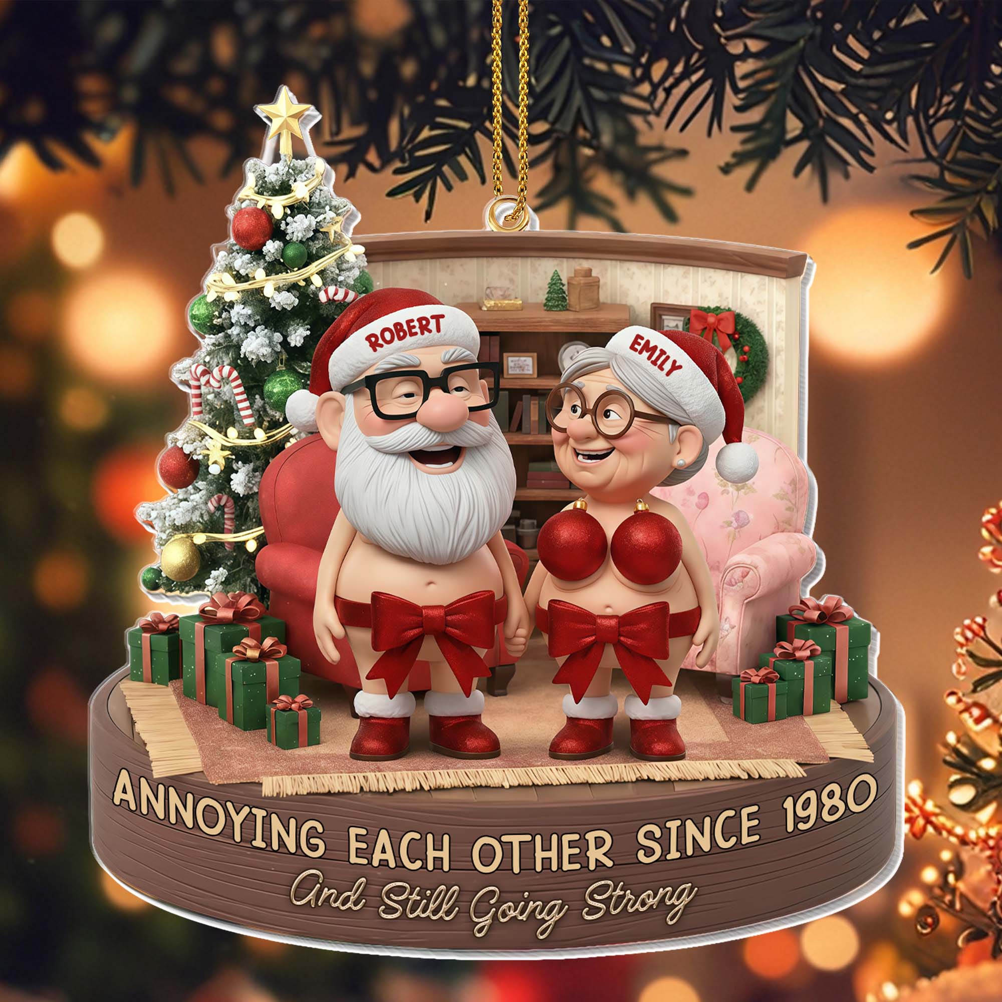 Annoying Each Other Since, Christmas Tree, Elderly Couple - Personalized Custom Acrylic Ornament, Christmas Gift - CPL910_ACO
