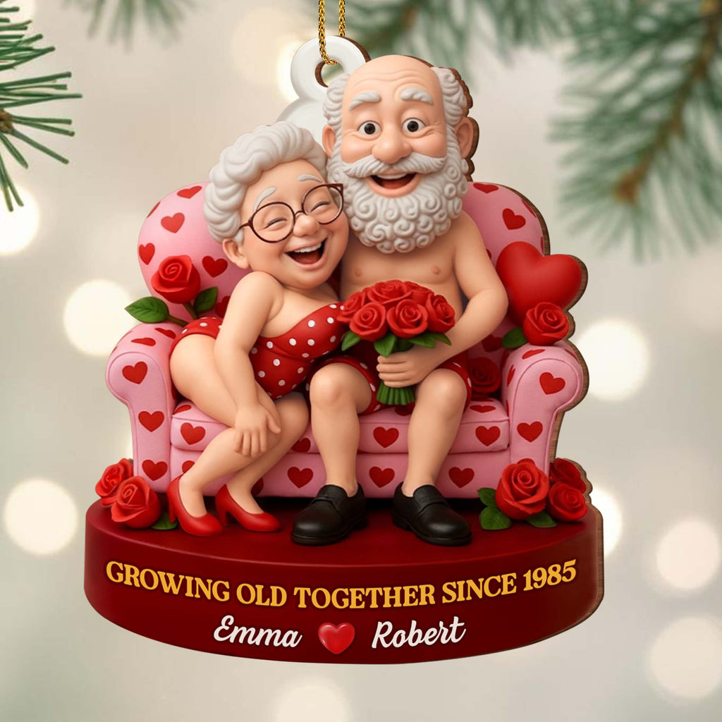 Growing Old Together, Elderly Couple With Roses