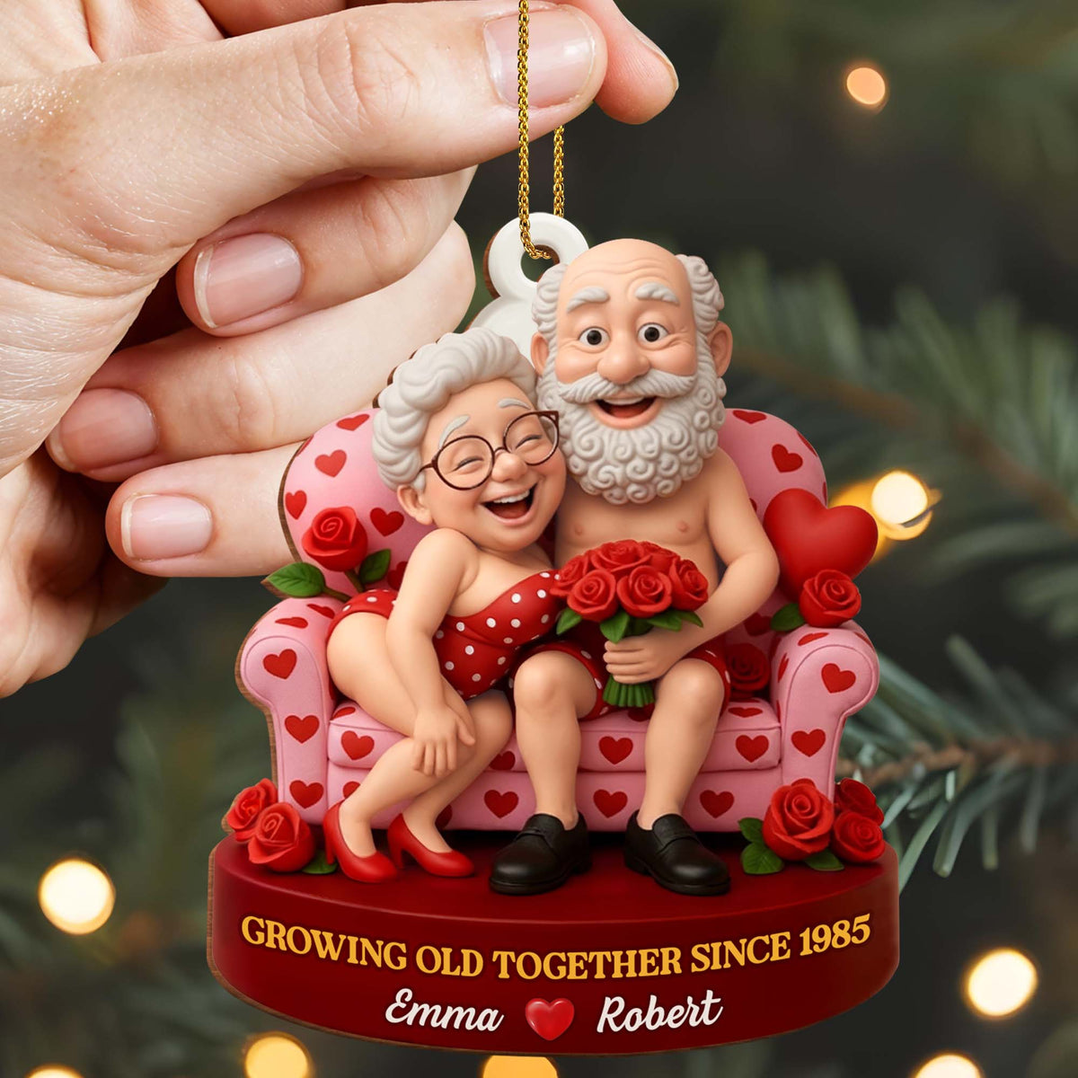 Growing Old Together, Elderly Couple With Roses