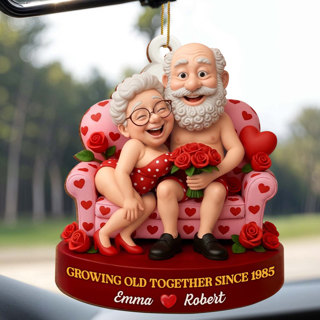 Growing Old Together, Elderly Couple With Roses