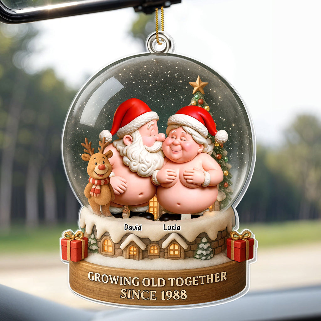 Growing Old Together With Santa Hats And Christmas Theme